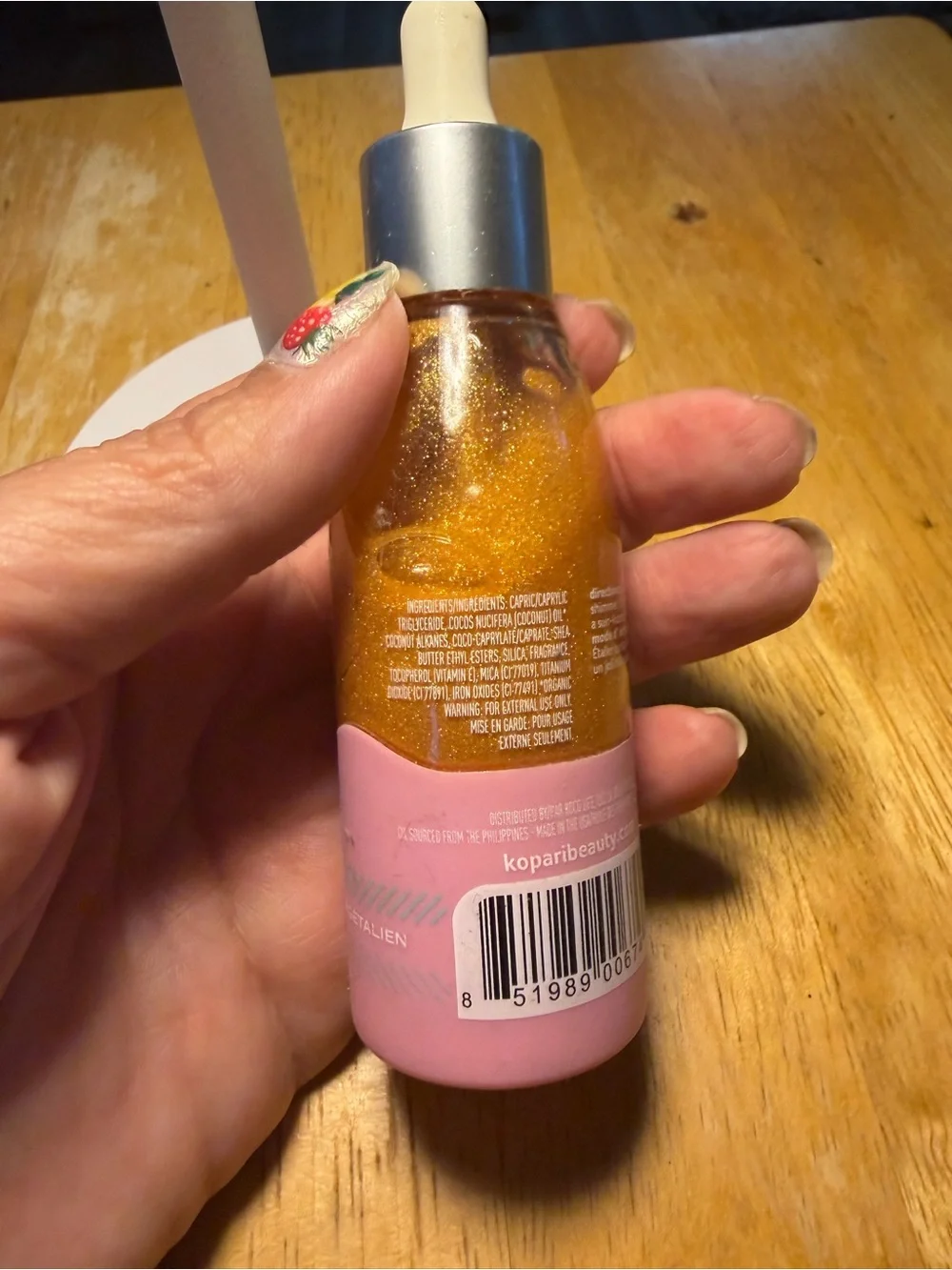 Kopari Coconut Body Glow Oil — Gold Shimmer & Pink Label
